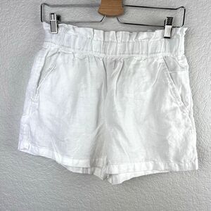 Isaac Mizrahi New York Women's 100% Linen Paperbag Waist Shorts Size S